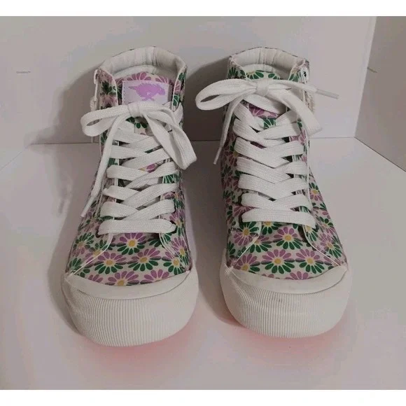 Rocket Dog Jazzin High Top Sneakers Women's 8.5 Pastel Floral Canvas Shoes Daisy - Picture 3 of 16
